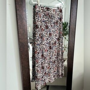 Velvet Floral Print Women's Midi Skirt
